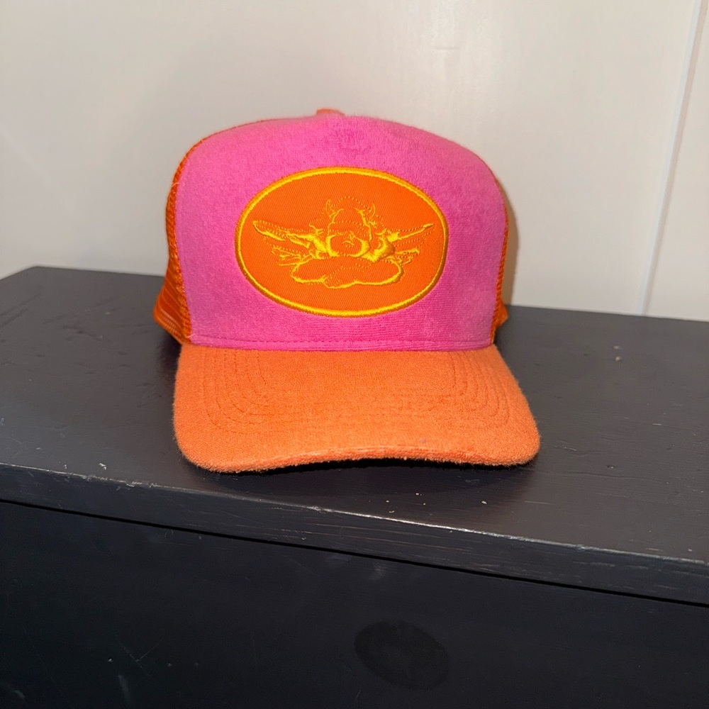 Pink and Orange Trucker Hat with Winged Logo